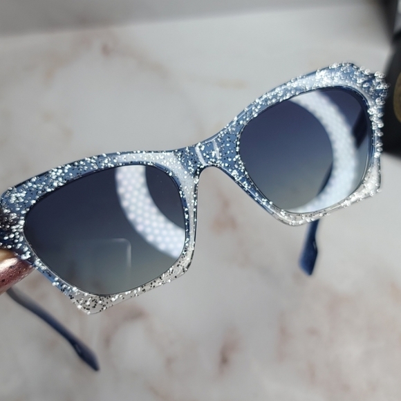 Burberry butterfly bluebird blue glitter sunglasses New - Picture 5 of 11